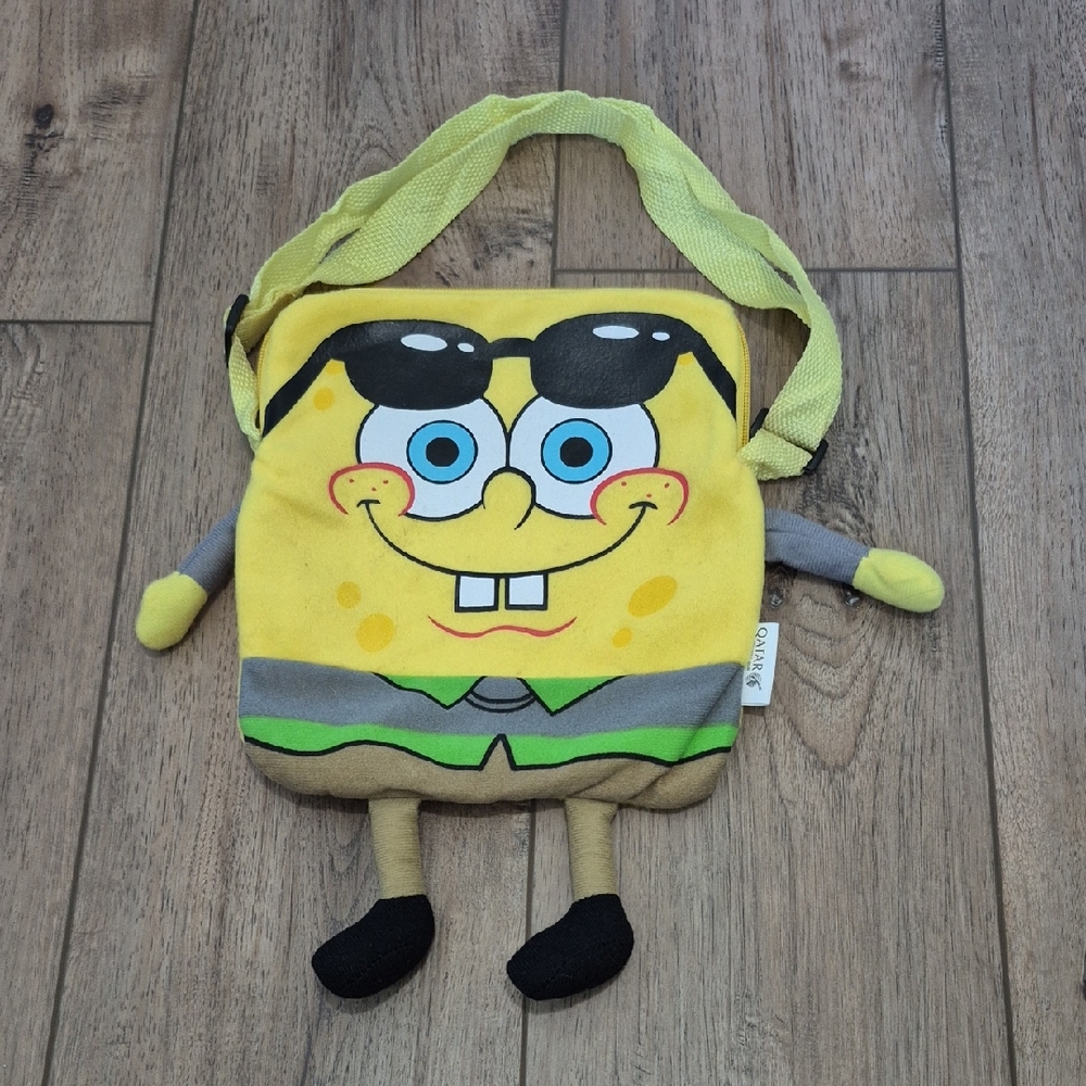 Nickelodeon Sponge Bob Square Pants Crossbody Bag 2013 Qatar Airways Pouch Plush